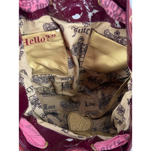 RARE Vintage Y2K Juicy Couture Pink Velour Vegan Leather Embroidered Logo Bag - Picture 13 of 16